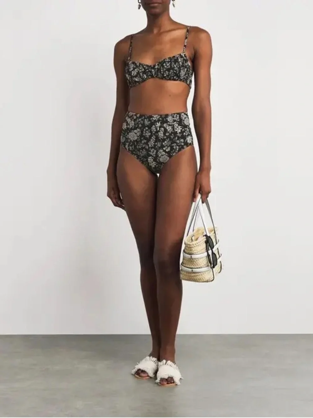 Ulla Johnson Naomi Ruched Bikini Top (Midnight Bloom)